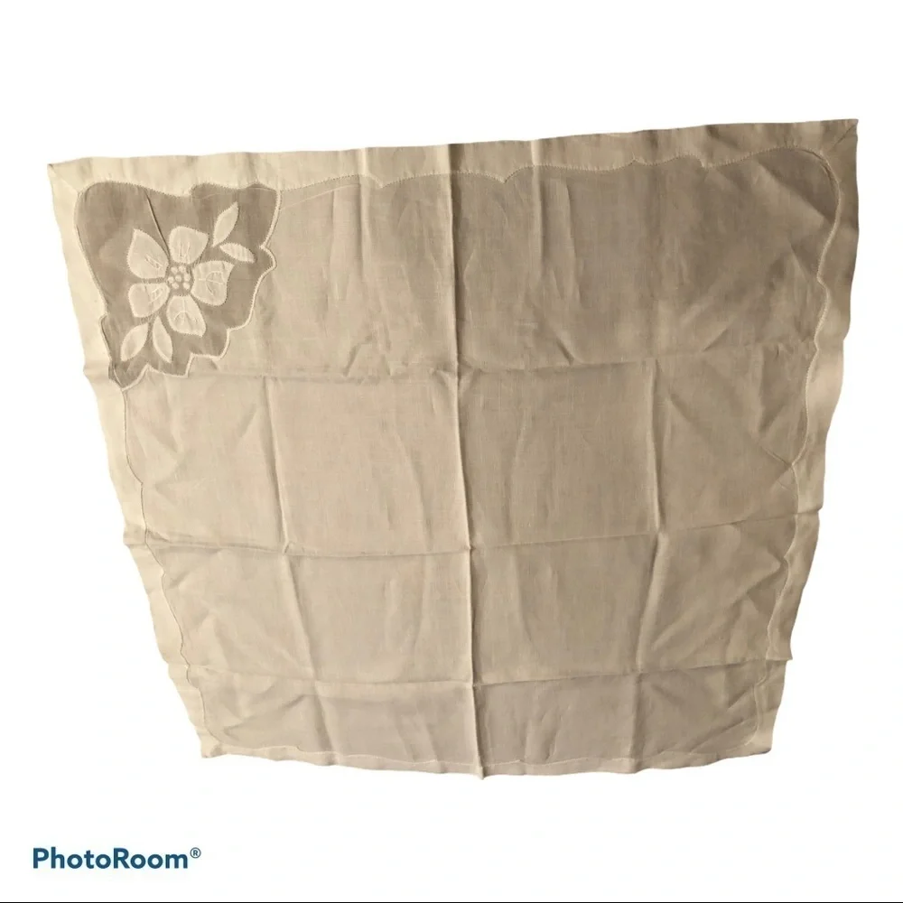 VTG Set Of 6 Ivory Dinner Napkins Sheer Flower Cotton Classy Linens
